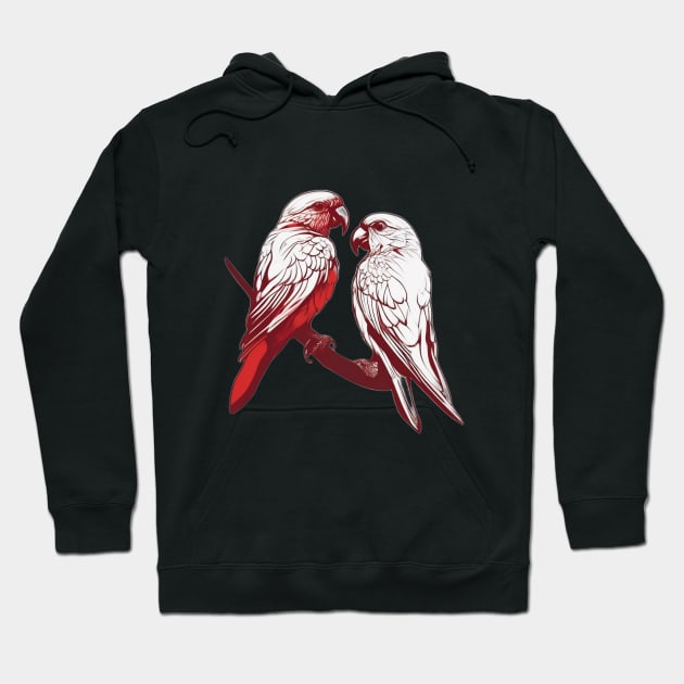 Crimson Parrot Love - Elegant Avian Artwork No. 670 Hoodie by cornelliusy